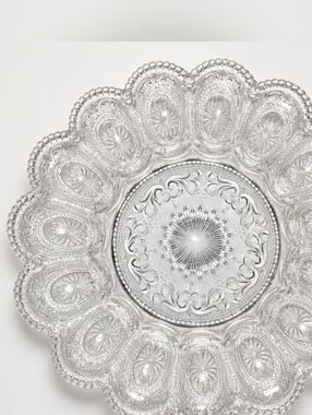 Vintage Clear Glass Deviled Egg Server Heavy Pressed Glass